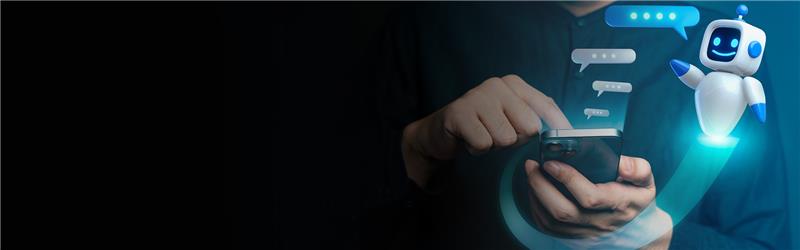 AI chatbot assistant helping a user on a smartphone in a digital mobile app environment